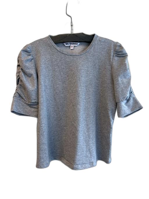 Walter Baker Size Medium Gray Cotton Blend Round Neck Ruched Half sleeve Top Gray / Medium