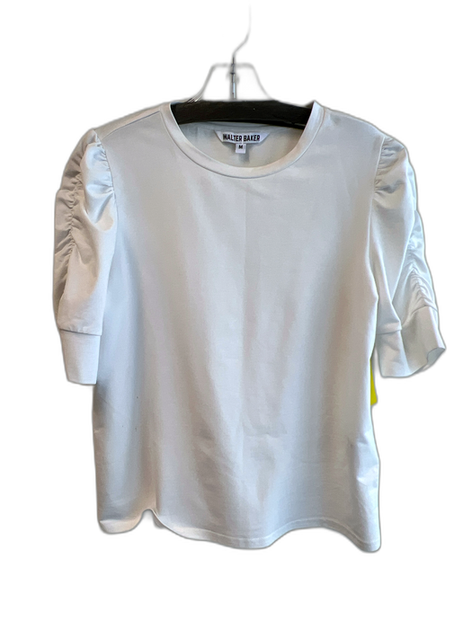 Walter Baker Size Medium White Cotton Blend Round Neck Ruched Half sleeve Top White / Medium