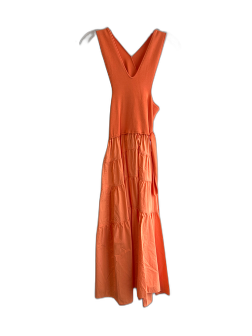 Derek Lam 10 Crosby Size 4 Orange Cotton Knit Top Sleeveless V Neck & Back Dress Orange / 4