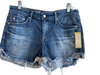 AG Size 27 Med Dark Wash Cotton Blend 5 Pocket Cut Off Mid Rise Shorts Med Dark Wash / 27