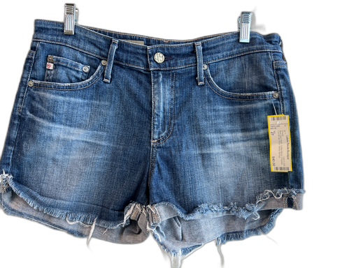 AG Size 27 Med Dark Wash Cotton Blend 5 Pocket Cut Off Mid Rise Shorts Med Dark Wash / 27