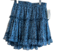 Misa Size Small Blue & Black Polyester Blend Metallic Thread Stretch Waist Skirt Blue & Black / Small