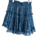 Misa Size Small Blue & Black Polyester Blend Metallic Thread Stretch Waist Skirt Blue & Black / Small