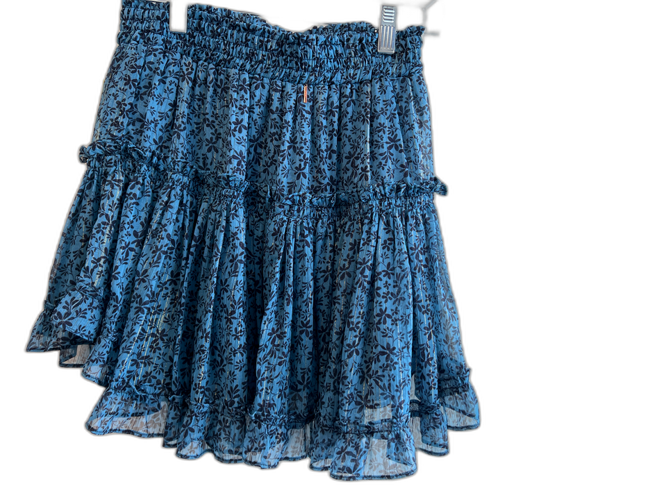 Misa Size Small Blue & Black Polyester Blend Metallic Thread Stretch Waist Skirt Blue & Black / Small