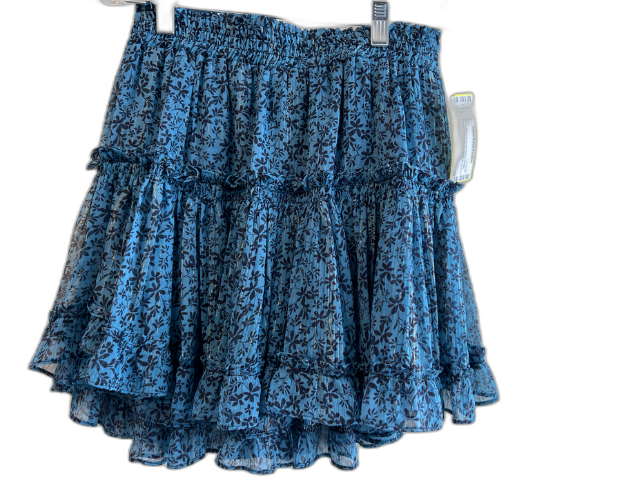 Misa Size Small Blue & Black Polyester Blend Metallic Thread Stretch Waist Skirt Blue & Black / Small