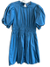 Aureum Size Small Teal Blue Cotton Bubble Hem Back Zip Open Back Dress Teal Blue / Small