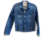 L'agence Size Medium Med Dark Wash Cotton Pocket Raw Hem Jean Jacket Jacket Med Dark Wash / Medium