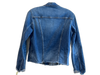 L'agence Size Medium Med Dark Wash Cotton Pocket Raw Hem Jean Jacket Jacket Med Dark Wash / Medium