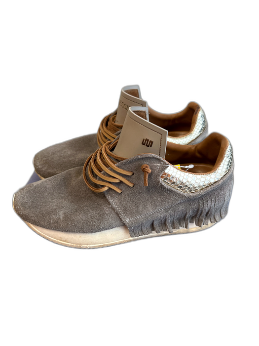 Esse Ut Esse Shoe Size 37 Gray Suede Laces Fringe Almond Toe Slip On Shoes Gray / 37