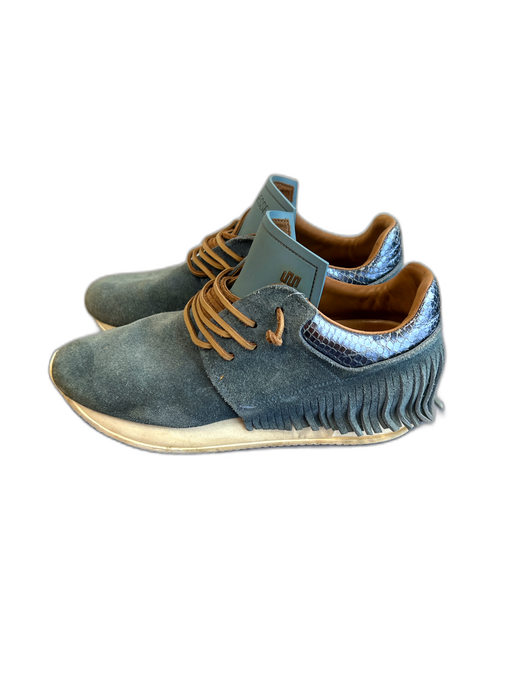 Esse Ut Esse Shoe Size 37 Blue Suede Laces Fringe Almond Toe Slip On Shoes Blue / 37