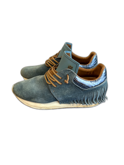 Esse Ut Esse Shoe Size 37 Blue Suede Laces Fringe Almond Toe Slip On Shoes Blue / 37