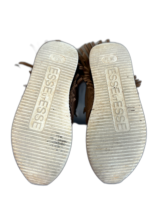 Esse Ut Esse Shoe Size 37 Brown Suede Laces Fringe Almond Toe Slip On Shoes Brown / 37