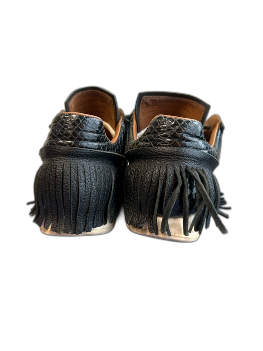 Esse Ut Esse Shoe Size 37 Black Leather Laces Fringe Almond Toe Slip On Shoes Black / 37
