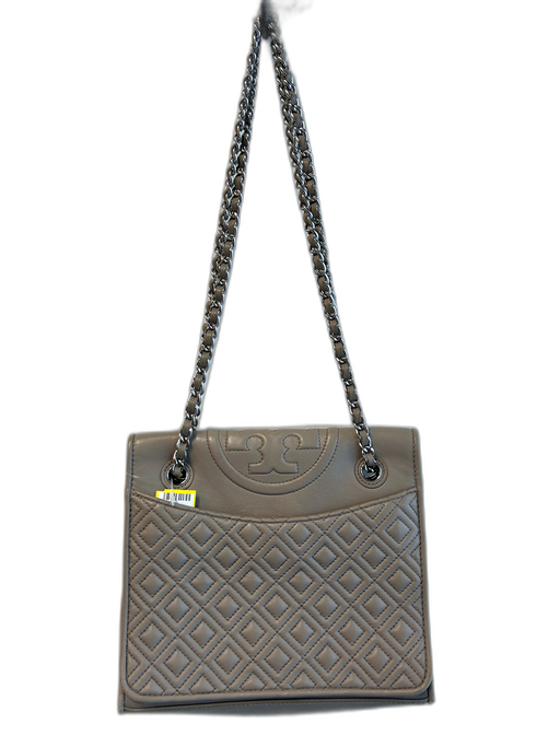 Tory Burch Taupe Leather Quilted Silver Tone Hardware Bag Taupe / Medium