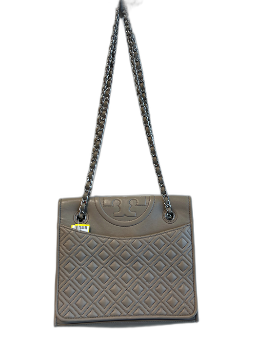Tory Burch Taupe Leather Quilted Silver Tone Hardware Bag Taupe / Medium