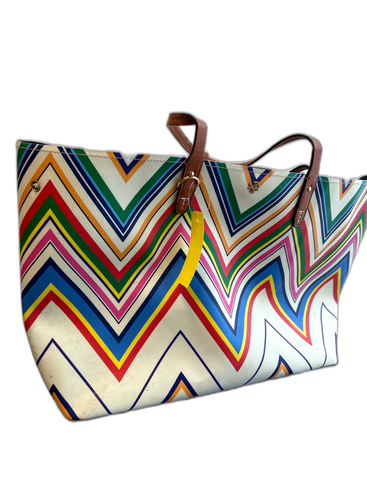 Tory Burch Multi Leather Double Strap Chevron Detail Side Snap Bag Multi / Large