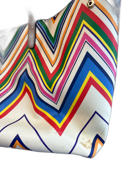 Tory Burch Multi Leather Double Strap Chevron Detail Side Snap Bag Multi / Large