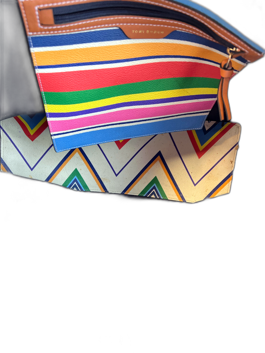 Tory Burch Multi Leather Double Strap Chevron Detail Side Snap Bag Multi / Large