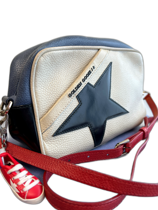 Golden Goose Cream & Multi Leather Top Zipper Shoulder & Crossbody Straps Bag Cream & Multi / Small