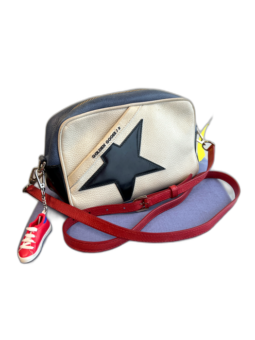Golden Goose Cream & Multi Leather Top Zipper Shoulder & Crossbody Straps Bag Cream & Multi / Small