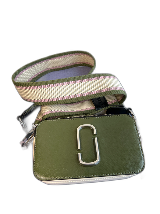 Marc Jacobs Cream & Multi Saffiano Leather Double Zip Silvertone hardware Bag Cream & Multi / Small