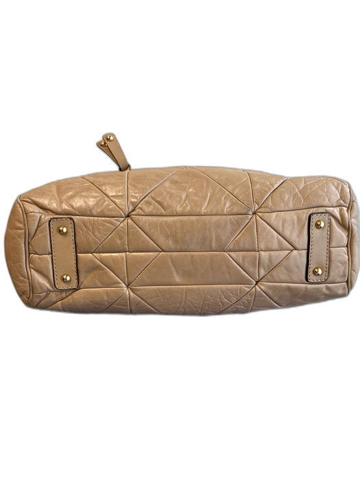 Marc Jacobs Taupe Leather Quilted Double Handle Goldtone Hardware Twist Lock Bag Taupe / Large