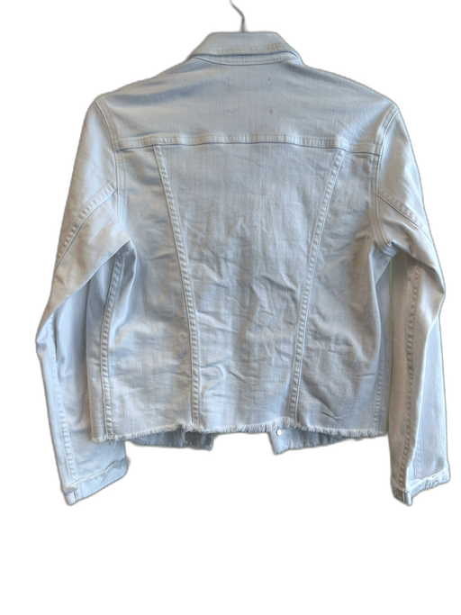 L'agence Size Medium White Cotton Blend Raw Hem Front Button Closure Jacket White / Medium