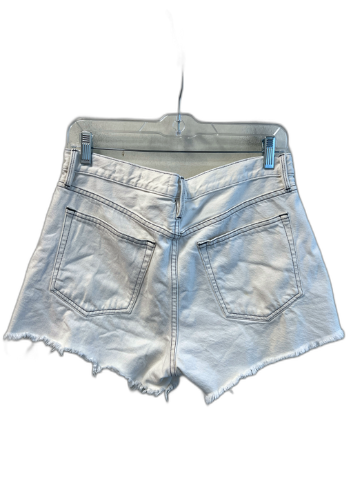 Frame Size 28 White Cotton Contrast Stitch 5 Pocket Zip Fly Raw Hem Shorts White / 28