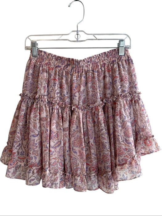 Misa Size M Pink Polyester Elastic Waist Tiered Floral Print Above Knee Skirt Pink / M