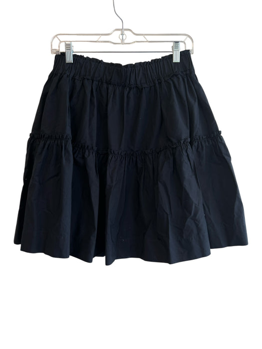 Maeve Size XS Black Cotton Elastic Waist Tiered Above knee Skirt Black / XS