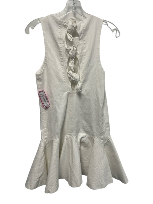 Alexis Size XS White Cotton Blend Sleeveless Back Tie Back Cut Out Mini Dress White / XS