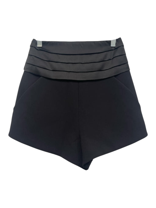 Ronny Kobo Size Small Black Polyester Blend Pleated Satin High Rise Shorts Black / Small