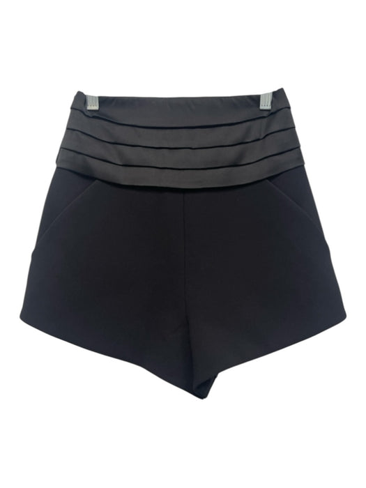 Ronny Kobo Size Small Black Polyester Blend Pleated Satin High Rise Shorts Black / Small