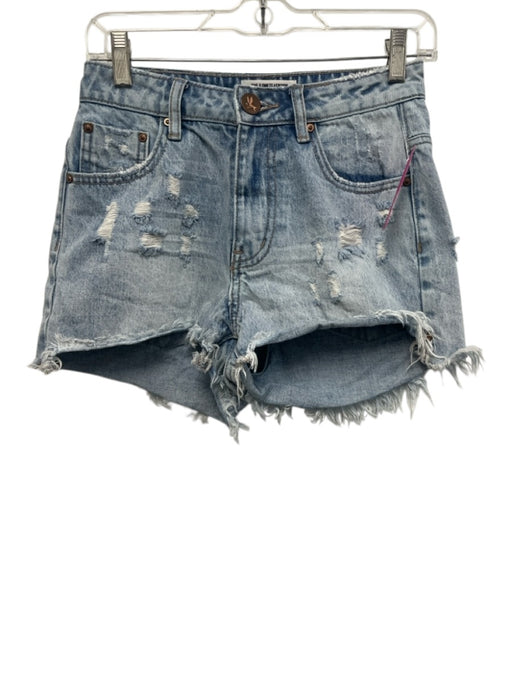 ONE X ONETEASPOON Size 25 Light Wash Cotton Denim High Rise Distressed Shorts Light Wash / 25