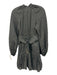 Acler Size 4 Black Cotton Long puff sleeve Polka Dot Half Button Gathered Dress Black / 4
