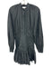 Acler Size 4 Black Cotton Long puff sleeve Polka Dot Half Button Gathered Dress Black / 4