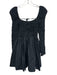Staud Size XS Black Cotton Blend Long Sleeve Shirred Square Neck Gathered Dress Black / XS