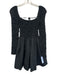 Staud Size XS Black Cotton Blend Long Sleeve Shirred Square Neck Gathered Dress Black / XS