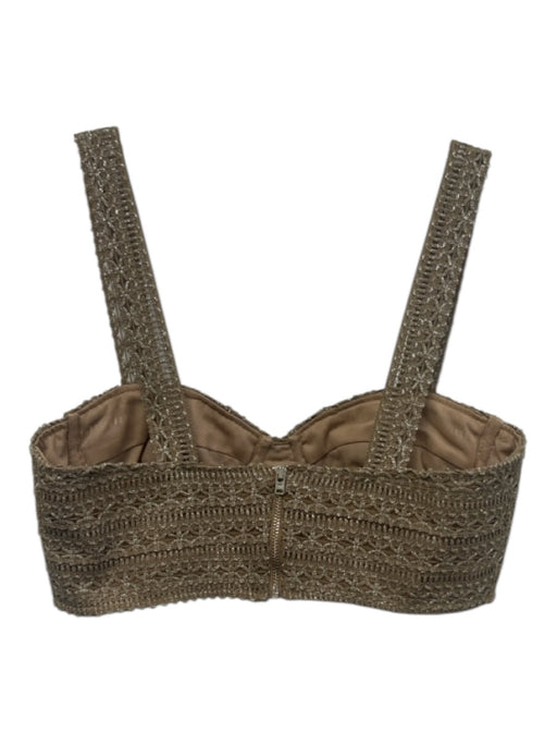 PatBo Size 6 Beige & Silver Polyester Blend Sleeveless Woven Bra Detail Top Beige & Silver / 6
