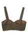 PatBo Size 6 Beige & Silver Polyester Blend Sleeveless Woven Bra Detail Top Beige & Silver / 6