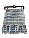 Veronica Beard Size S Blue & White Cotton Smocked Geometric Ruffle Hem Skirt Blue & White / S