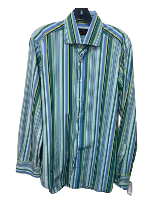 Etro Size 40 Multicolor Cotton Button Up Striped Top Multicolor / 40