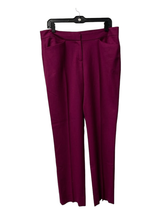 Elie Tahari Size 10 Cranberry Wool Mid Rise Straight Leg Front Pocket Pants Cranberry / 10