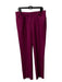 Elie Tahari Size 10 Cranberry Wool Mid Rise Straight Leg Front Pocket Pants Cranberry / 10