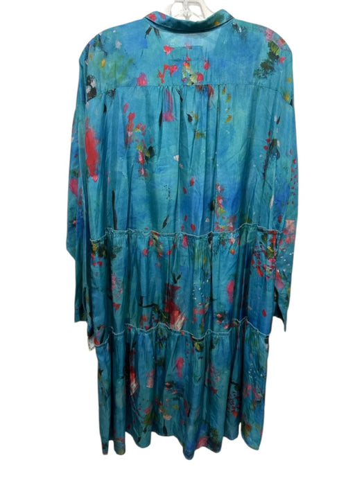 Pete & Greta Johnny Was Size XL Blue, Red, Multi Silk Abstract Print Dress Blue, Red, Multi / XL