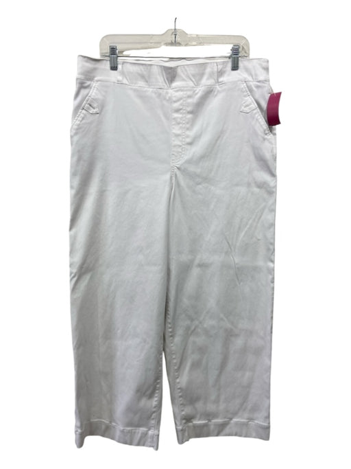 Spanx Size 2X White Cotton Blend Elastic Waist Pockets Wide Leg Pants White / 2X