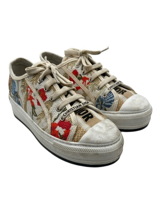 Christian Dior Shoe Size 41 White & Multi Mixed Fabric Round Toe Sneakers White & Multi / 41