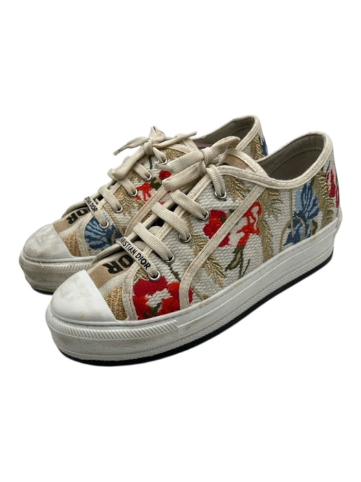 Christian Dior Shoe Size 41 White & Multi Mixed Fabric Round Toe Sneakers White & Multi / 41