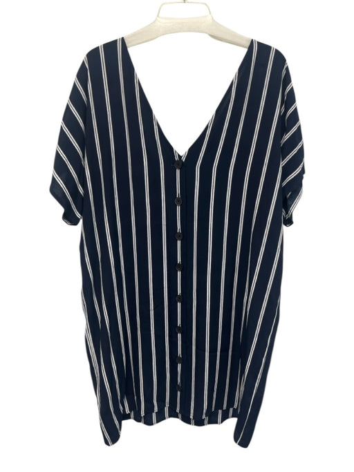 Madewell Size M Navy Blue & White Viscose Stripe Dolman Sleeve Shift Dress Navy Blue & White / M