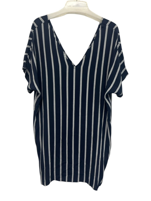 Madewell Size M Navy Blue & White Viscose Stripe Dolman Sleeve Shift Dress Navy Blue & White / M